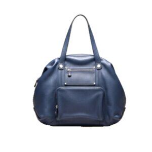 Bosca Blue Pebbled Leather Weekender Travel Tote Made in Italy Large Bag